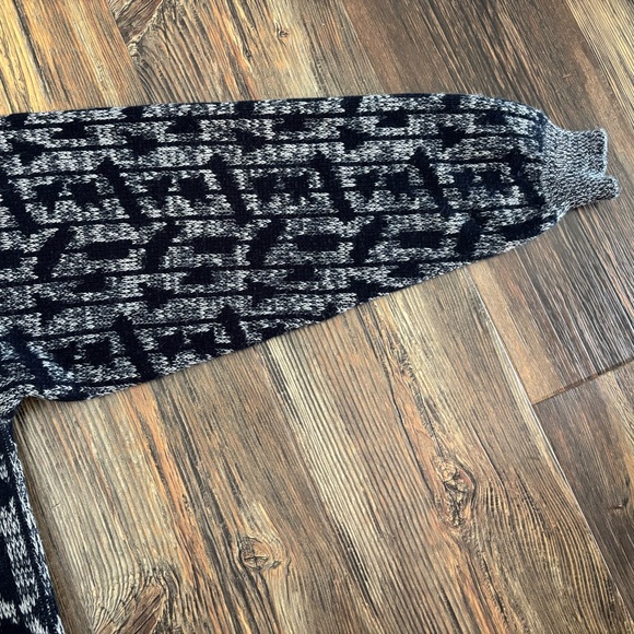 Vtg Jed Knit Crew Neck Sweater Mens L Navy Blue White Abstract Grandpa Eclectic - Picture 9 of 9